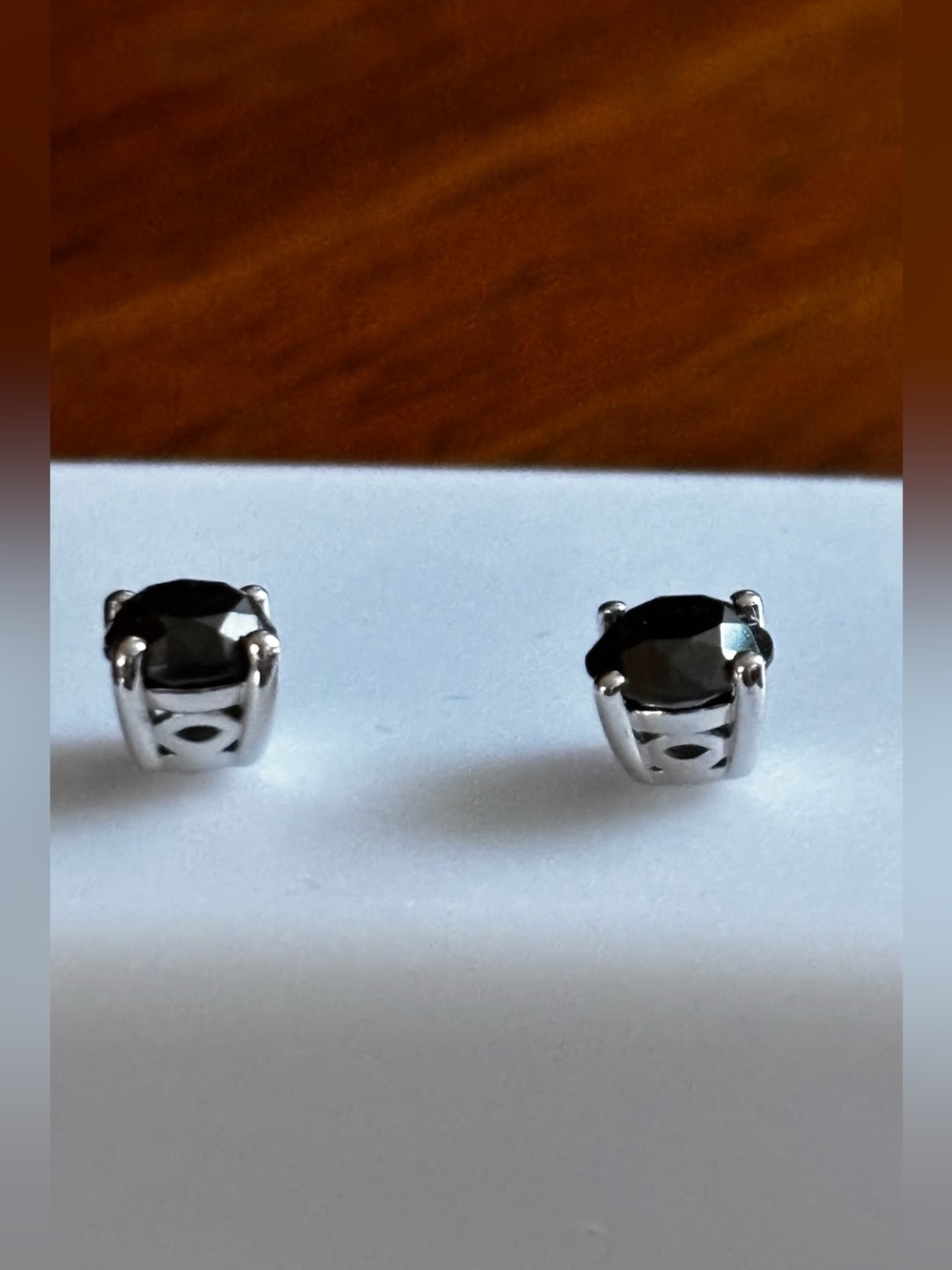 Sterling Silver 925 Natural Black diamond Stud Earrings